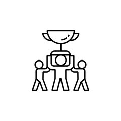 Team achievement - three people with Trophy 