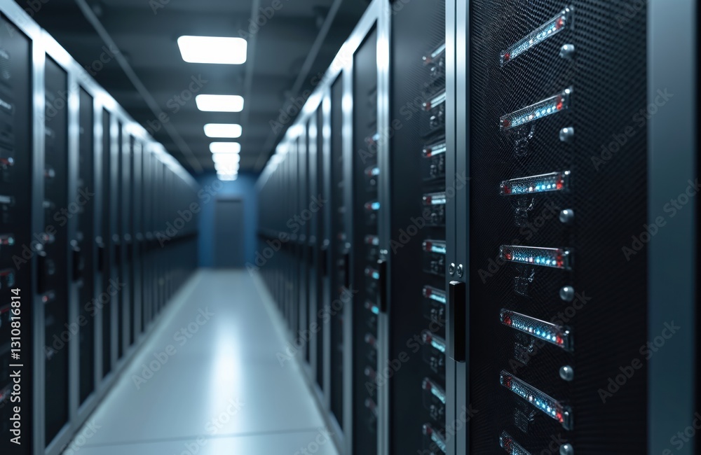 Leinwandbilder servers rows in big datacenter. web hosting, cloud service, hardware support. computer equipment, ra