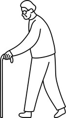 지팡이 할아버지 흑백