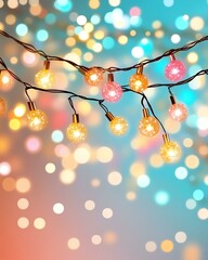 Bright multicolored light string sparkling.