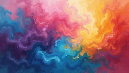 Vibrant abstract multicolored wavy background. Rainbow colors mix in a fluid marble texture design. Perfect for Pride month celebrations, promoting diversity, equality, LGBTQ community support.