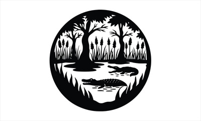 Obraz premium Swamp Scene in Circle