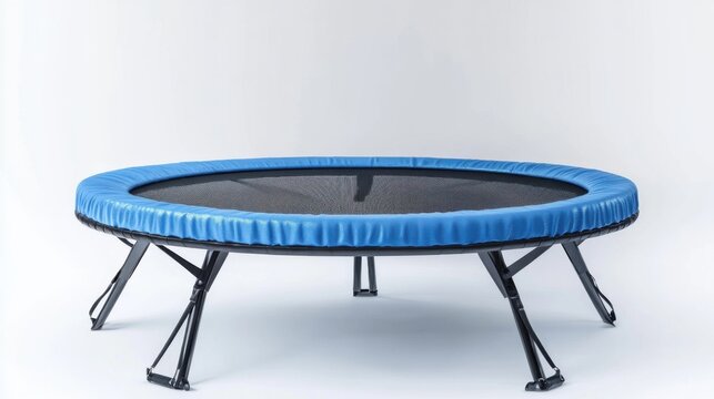 small blue round trampoline for home fitness