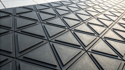 A textured surface featuring geometric triangular patterns in black, creating a modern and minimalist aesthetic.