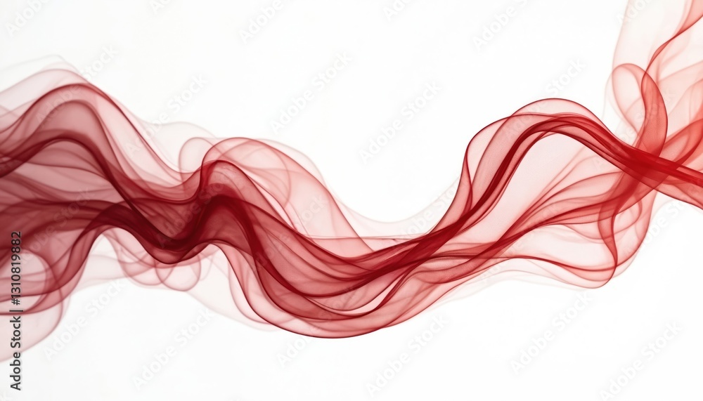 Poster Abstract maroon smoke wavy lines curling isolated on transparent background. Fluid flowing pattern. Aethereal motion graphic design with smooth texture swirl. Fine art modern vibrant creative