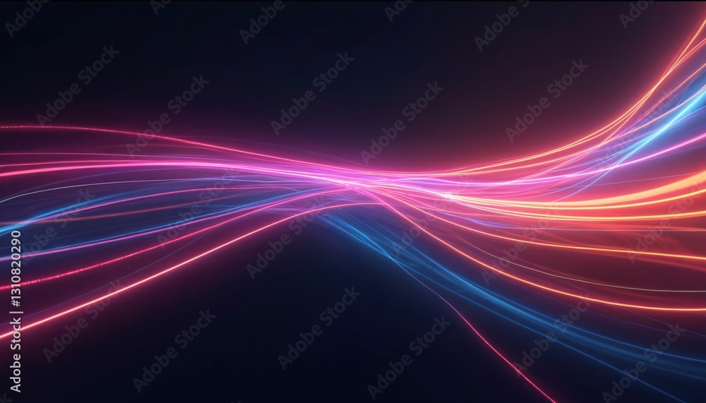 Leinwandbilder abstract neon light streaks curve in dynamic motion. colorful rays create vibrant energy, futuristic