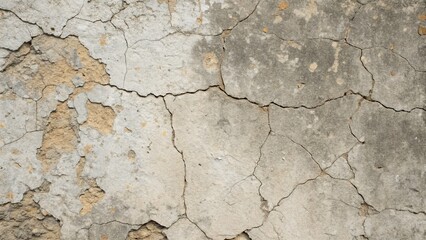 Obraz premium A close-up of a cracked and weathered wall surface, showcasing a textured pattern of deterioration and age.