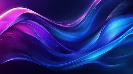 Naklejka premium Abstract blue and purple flowing waves with subtle sparkle. Ideal for tech, music, or fantasy backgrounds, adds a vibrant, dynamic feel.