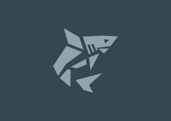 Abstract Geometric Shark Logo – A sleek geometric shark, representing strength, adaptability, and the ocean.