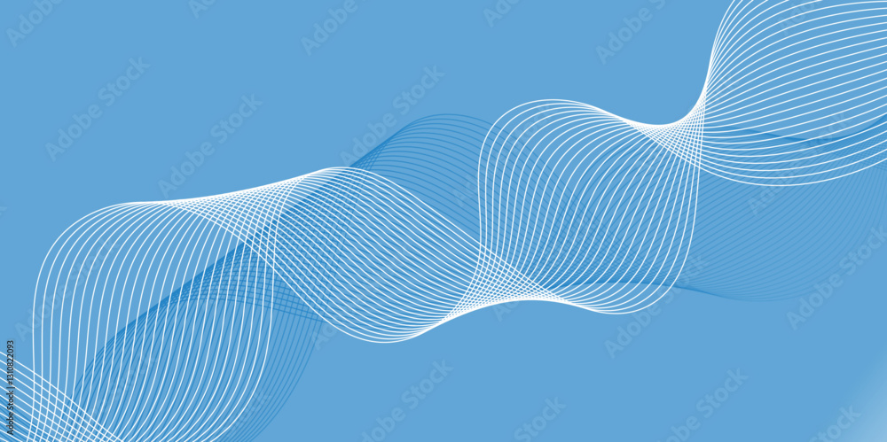 Aufkleber abstract blue background with whit line. modern template abstract design flowing particles digital f