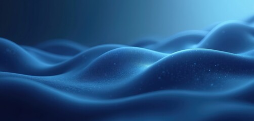 Obraz premium Abstract flowing blue waves background. Fluid digital wallpaper with gradient, smooth motion. Futuristic sleek design, dynamic tech energy, ripple art. Soft satin, silk, velvet clothes, shiny