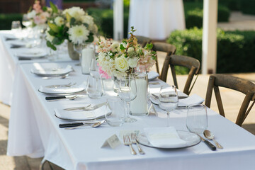 Beautiful Wedding Reception Table Setting Outdoors