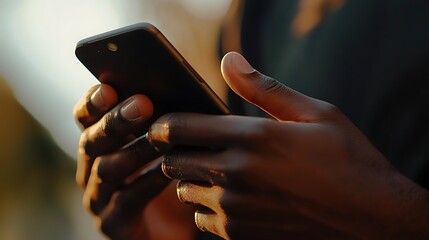 Close-up of Hands Holding Smartphone in Natural Light Outdoors During Twilight
