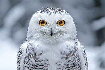 Obraz premium Captivating Portrait of a Snowy Owl, Bubo scandiacus, Displaying Stunning Facial Features