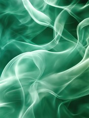 Obraz premium Abstract close-up flowing green fabric, elegant curves, ethereal waves, dreamy texture, calming background.