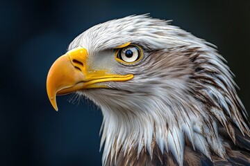 Obraz premium Majestic Portrait of a White-tailed Eagle Featuring Distinctive Features and Intense Gaze