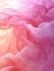 Abstract Close-Up of Flowing Pink Smoke, Dreamy Background, Ethereal Texture, Artistic.