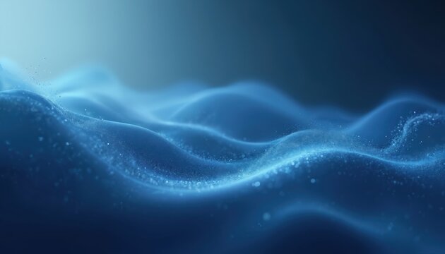 Abstract blue background with smooth flowing curves elegant highlights. Soft blue gradient mesh with glistering bokeh. Modern futuristic banner for presentation backdrop, digital wallpaper, screen