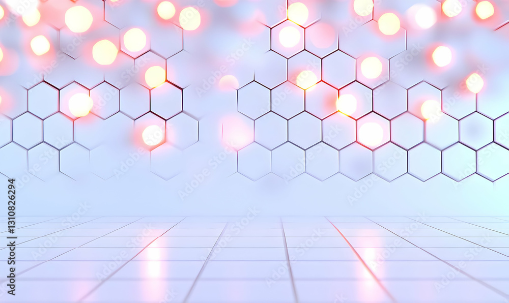 Poster abstract background with hexagonal shapes and soft glowing lights