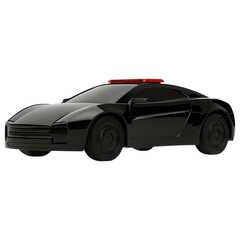 Obraz premium Autonomous Vehicle Concept Black police car model with a red light on top.