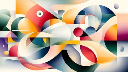 Obraz premium Colorful Abstract Geometric Artwork with Curves and Shapes