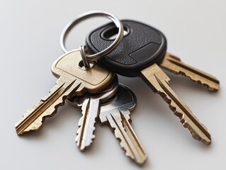 Modern House Keys on a Keychain with Distinctive Designs and Metallic Finishes