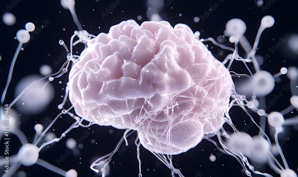 Aufkleber 3d rendering of human brain surrounded by neural connections