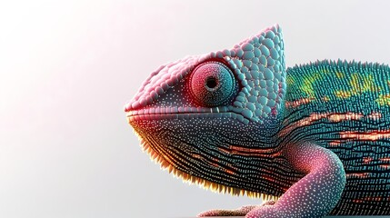 Fototapeta premium Colorful Chameleon Closeup, Digital Art - Abstract