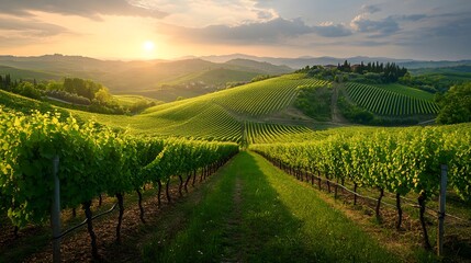 Fototapeta premium vineyard in the morning