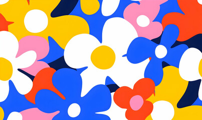 Bright and Colorful Floral Pattern with Bold Shapes and Colors