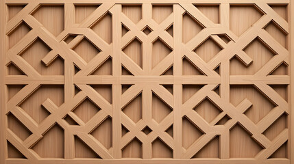 Naklejka premium Intricate Wooden Geometric Pattern in Light Brown Tones