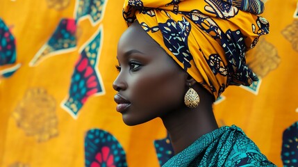 African Elegance: A Portrait of a Woman in Traditional Headwrap