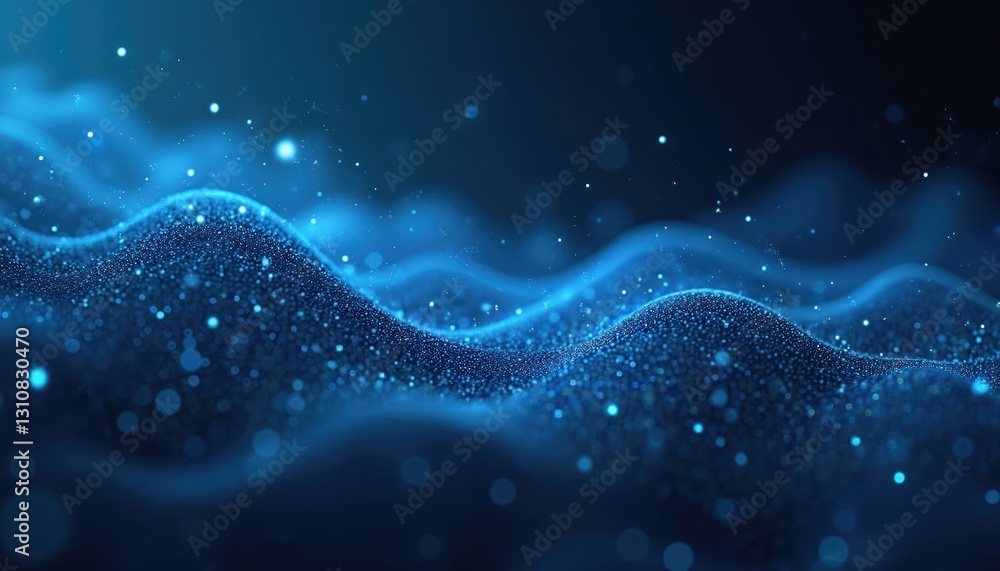 Aufkleber Abstract blue cyber neural background with bokeh. Digital network connection, futuristic pattern, electronic circuit. Virtual science datum innovation, cyberspace data transfer, machine learning,