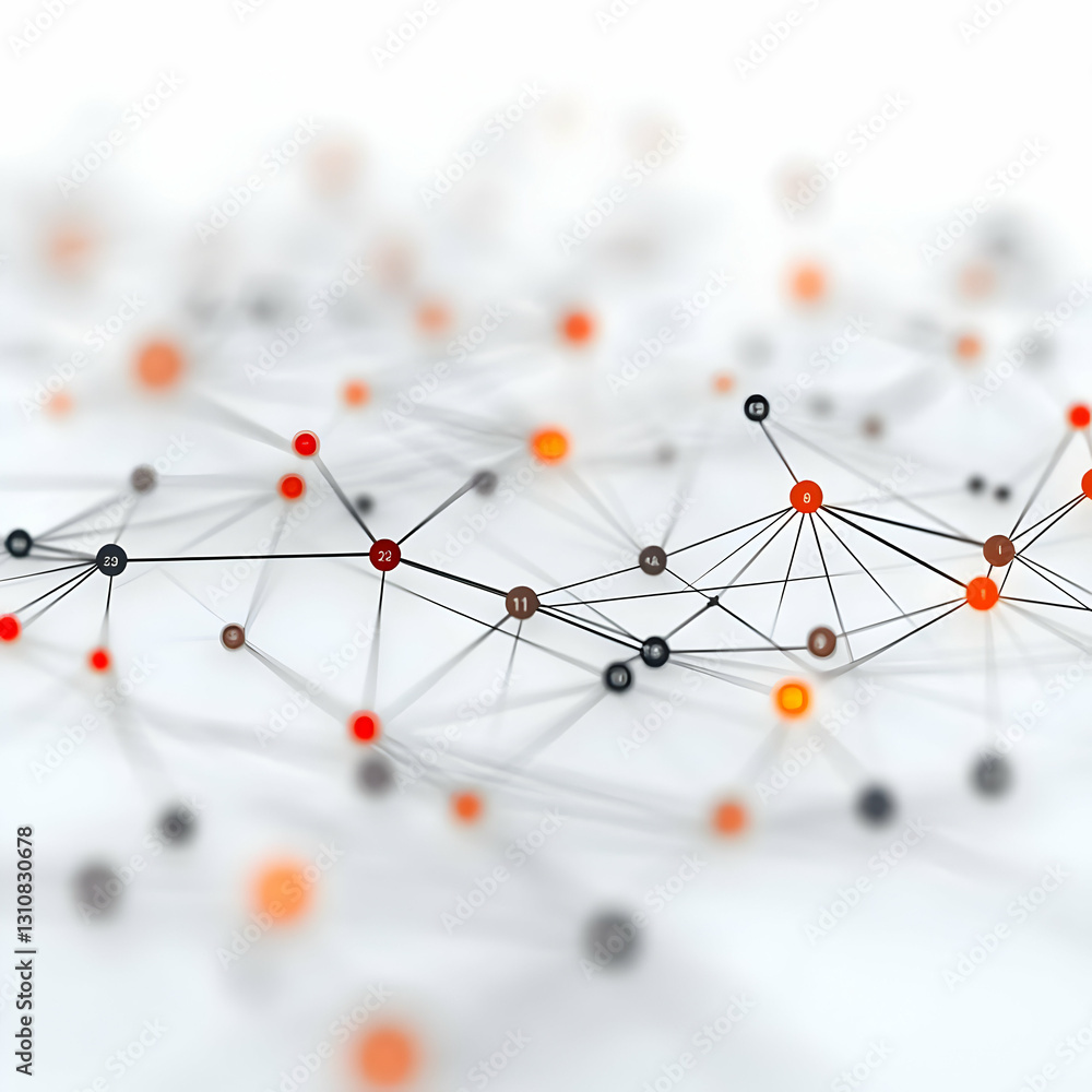 Poster abstract network connection with nodes and lines in soft focus