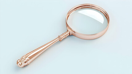 Elegant Rose Gold Magnifying Glass on Soft Blue Background