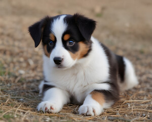 Fototapeta premium Australian Shepherd Puppy Cute as Can Be