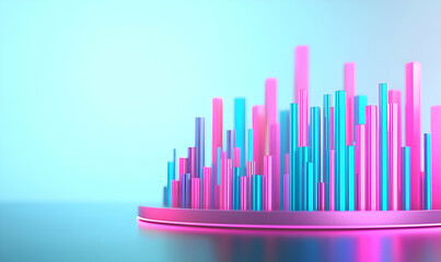 Obraz premium Modern Abstract Data Visualization in Vibrant Pink and Blue Colors