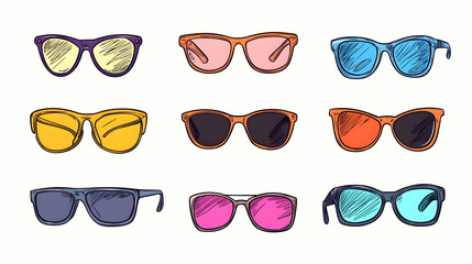 Colorful Sunglasses Collection with Various Stylish Frames and Lenses