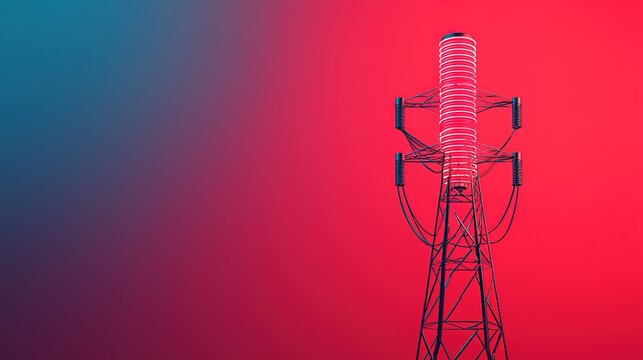 Technology grid chaos power transmission tower urban landscape digital art futuristic viewpoint