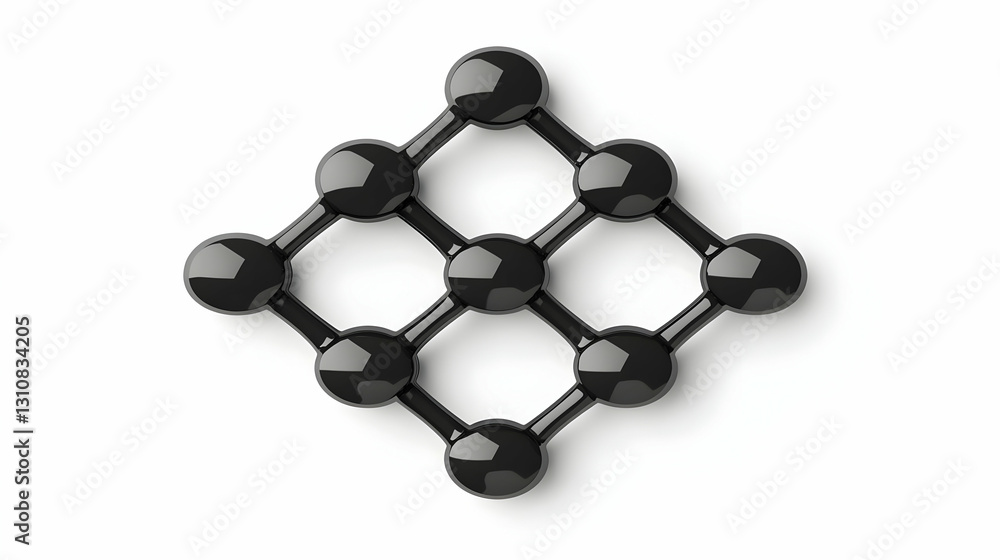 Poster abstract black sphere grid connection pattern on white background
