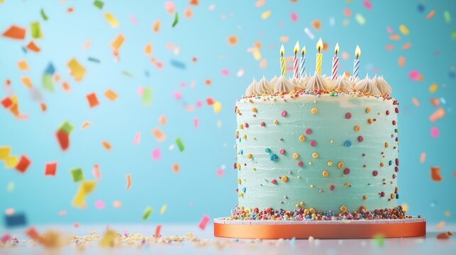 Elegant birthday cake with colorful candles perfectly designed for a festive celebration event full of joy and happiness