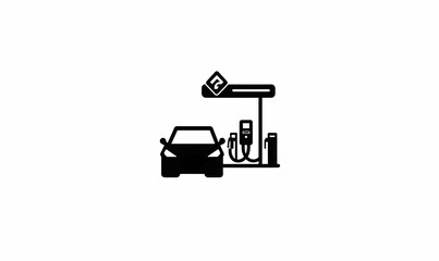 Naklejka premium Car at Fuel Station Icon Illustrating Refueling Process Simple Design
