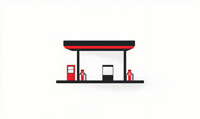 Fototapeta premium Modern Gas Station Illustration with Fuel Pumps and Convenience Features