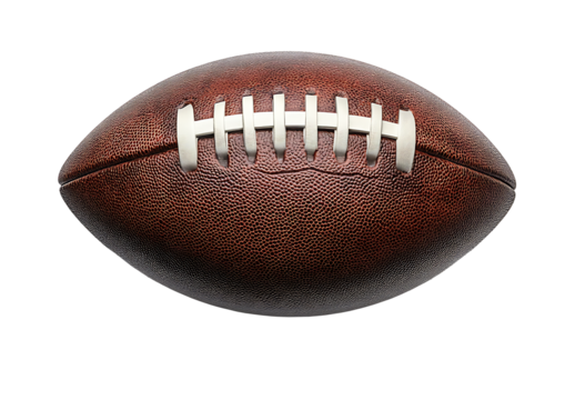Realistic American football ball on white and transparent background. AI Generative. PNG