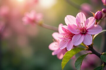 Obraz premium Soft pink blossoms, delicate petals, lush garden, love, summer flowers, celebration