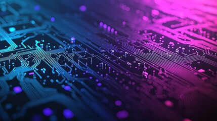 Dynamic abstract binary code flow digital circuit imagery technology space futuristic environment close-up view