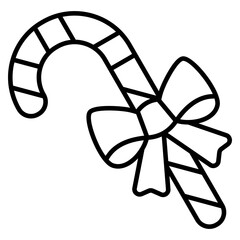 Candy Cane Outline Icon