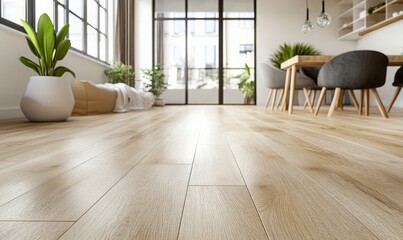 A Bright and Inviting Modern Dining Room Showcasing Elegant Wooden Flooring, Abundant Natural Light, and Stylish Decor for a Cozy Yet Contemporary Atmosphere.