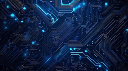 Innovative blue technology circuit patterns digital realm graphic design futuristic environment abstract viewpoint