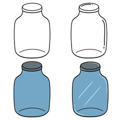 set of glass jar or glass bottle 